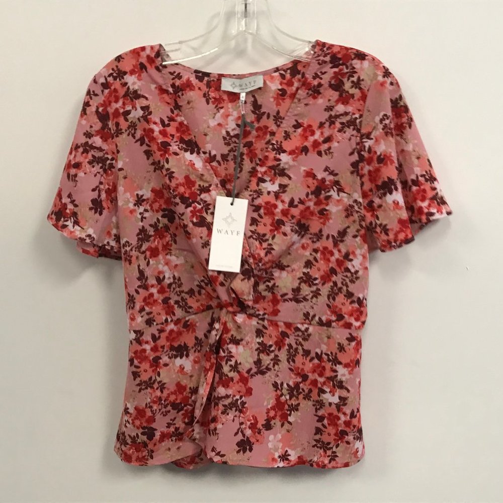 NWT Nordstrom WAYF V-Neck Floral Faux Wrap Blouse